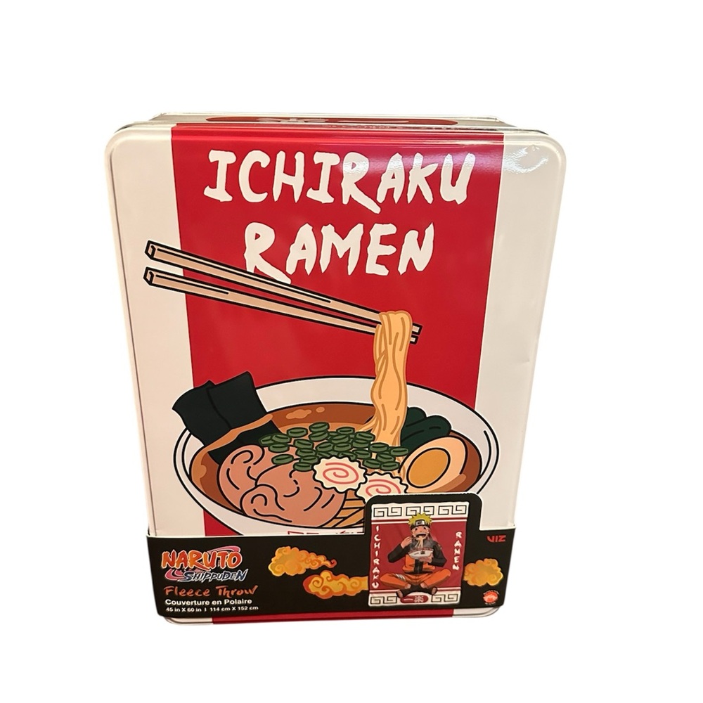 Naruto Shippuden- Ichiraku Ramen Fleece Throw 45 x 60 in, New In Gift Tin